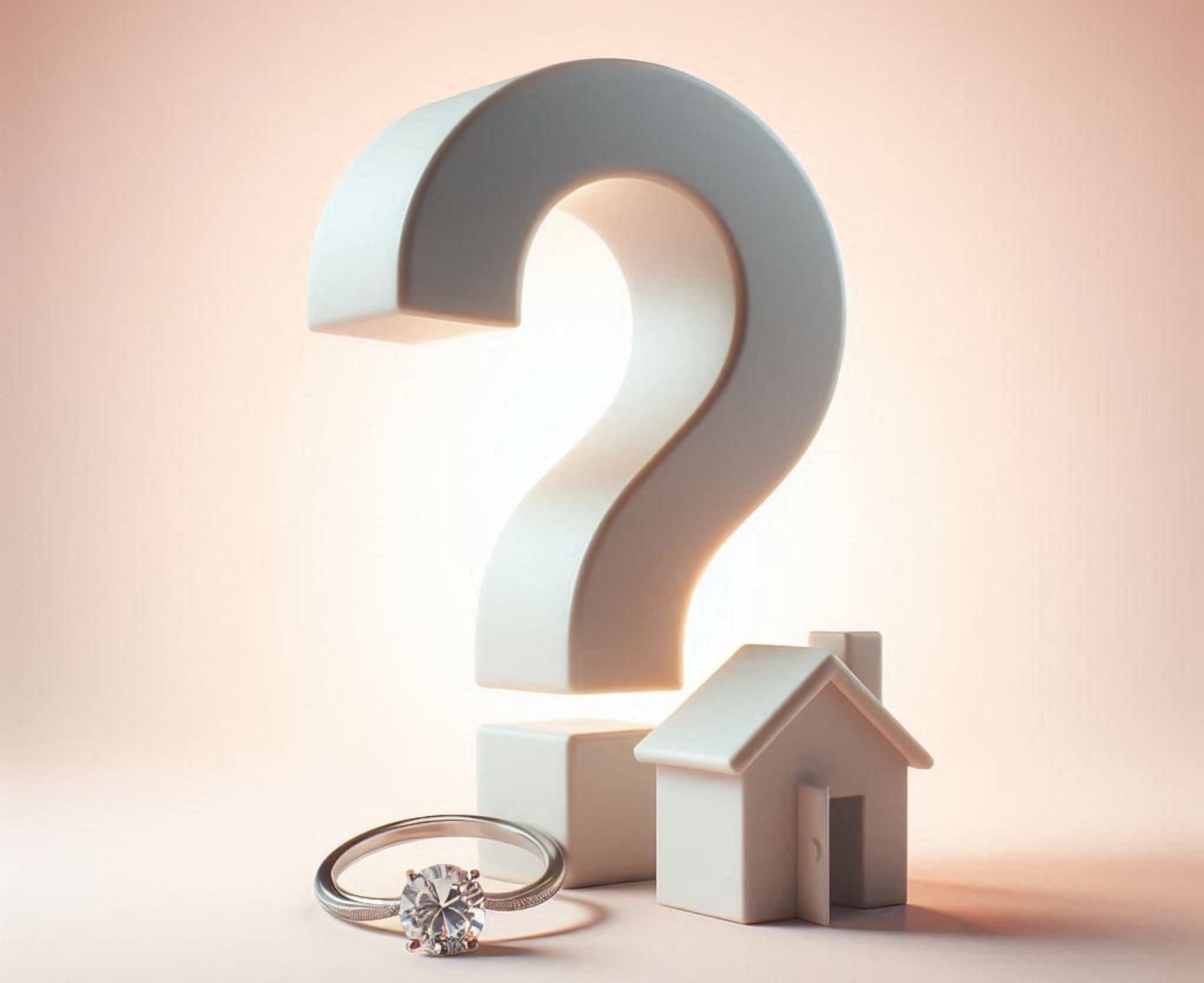 Un point d'interrogation avec une maison et une bague